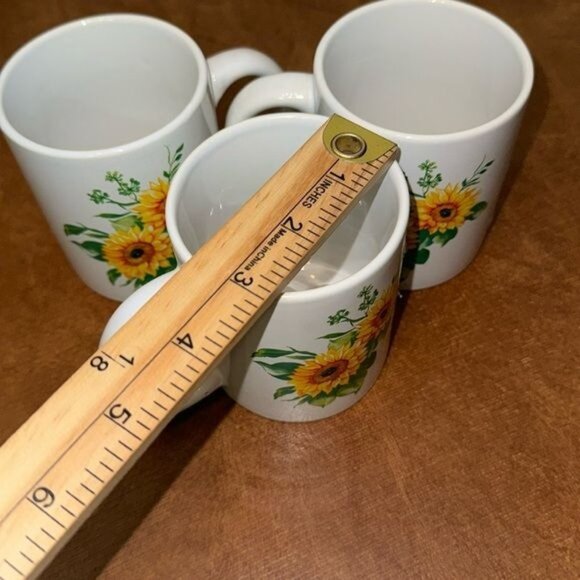 Sunflower Ceramic Coffee Mugs  Set Of 3 Flower Design - Picture 4 of 5